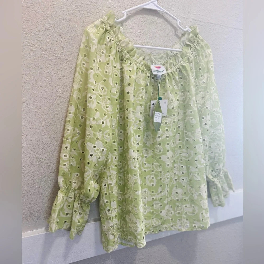 Hester & Orchard Circle Eyelet Smocked Blouse M - Picture 3 of 6